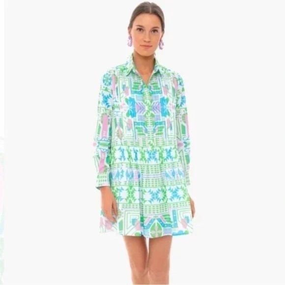 Sheridan French Dresses & Skirts - Sheridan French Mallory Dress Cotton Voile Pleated Batik Print, Size Medium